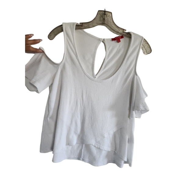 GUC Guess cold shoulder hi low blouse sz Med - Picture 2 of 6